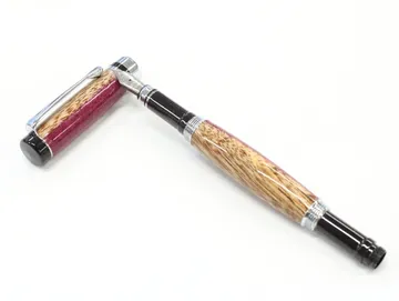 Classic style fountain pen in two-tone purple heart with chrome trim