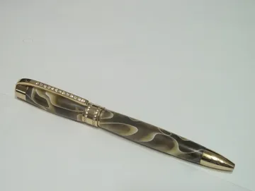 Princess Twist Pen in Gold with Clear Crystals handcrafted by Paul's Pens n Things