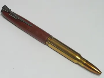 .308 rifle cartridge pen in padauk with a gun metal clip and cap