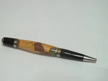 Sierra pen finished in rhodium with an elk inlay barrel